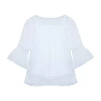 by&by girl Big Girl Lace Back Bell Sleeve Peasant Top