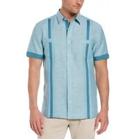 Cubavera Mens Classic Fit Short Sleeve Panel Button-Down Shirt