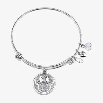 Disney Classics Silver Tone Stainless Steel Solid Minnie Mouse Bangle Bracelet