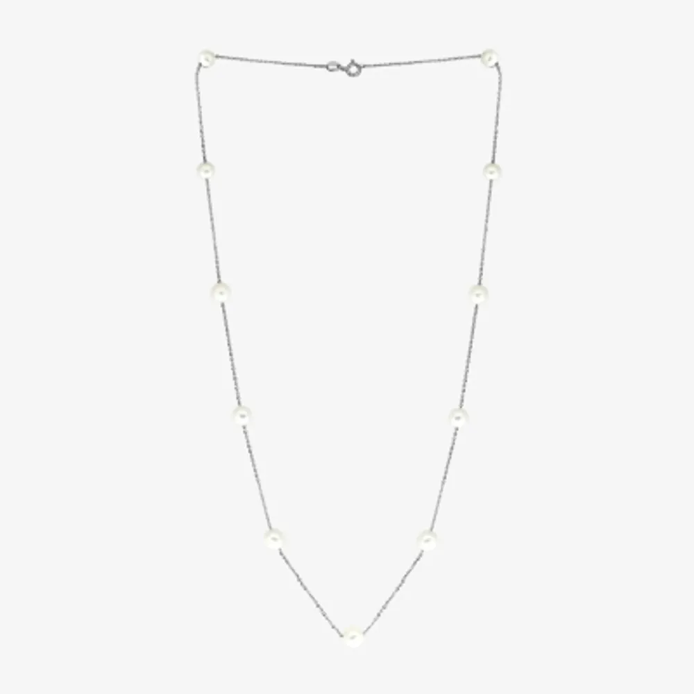 Effy Womens White Cultured Freshwater Pearl Sterling Silver Pendant Necklaces
