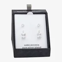 Sparkle Allure 2 Pair Cubic Zirconia Rectangular Earring Set