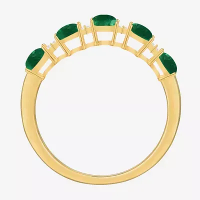 1/10 CT. T.W. Genuine Green Emerald 10K Gold Oval 5-Stone Band