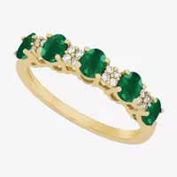 1/10 CT. T.W. Genuine Green Emerald 10K Gold Oval 5-Stone Band