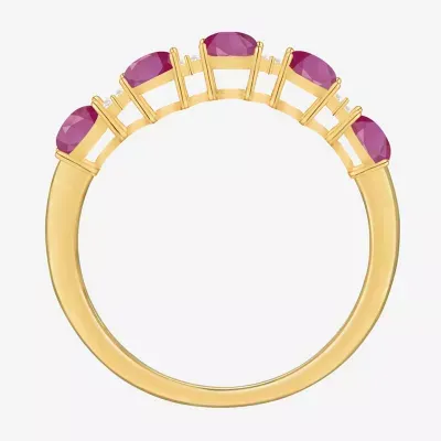 1/10 CT. T.W. Lead Glass-Filled Red Ruby 10K Gold Band