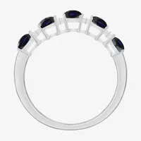 1/10 CT. T.W. Genuine Blue Sapphire 10K White Gold Oval Band