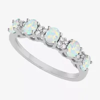 1/10 CT. T.W. Lab Created White Opal 10K Gold Oval Band