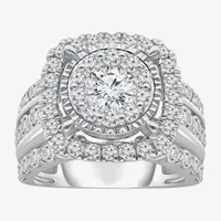 (I / I1) Womens 4 CT. T.W. Lab Grown White Diamond 10K or 14K Gold Cushion Halo Engagement Ring