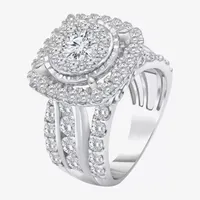 (I / I1) Womens 4 CT. T.W. Lab Grown White Diamond 10K or 14K Gold Cushion Halo Engagement Ring