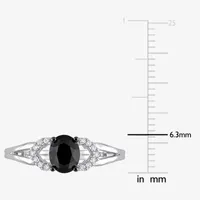 Womens 1 CT. T.W. Genuine Black Diamond 14K White Gold Oval Engagement Ring