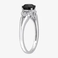 Womens 1 CT. T.W. Genuine Black Diamond 14K White Gold Oval Engagement Ring