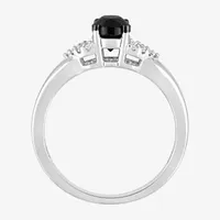 Womens 1 CT. T.W. Genuine Black Diamond 14K White Gold Oval Engagement Ring