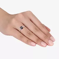 Womens 1 CT. T.W. Natural Black Diamond 14K White Gold Oval Engagement Ring