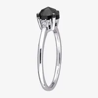 Womens 1 CT. T.W. Natural Black Diamond 14K White Gold Oval Engagement Ring