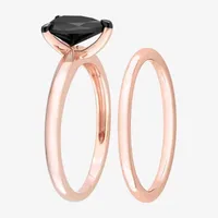 Womens 1 CT. T.W. Mined Black Diamond 14K Rose Gold Pear Solitaire Bridal Set