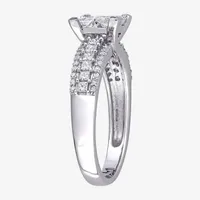 Womens CT. T.W. Natural White Diamond 10K Gold Side Stone Engagement Ring