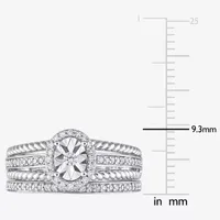 Womens 1/3 CT. T.W. Mined White Diamond Sterling Silver Oval Halo Bridal Set