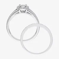 Womens 1/3 CT. T.W. Mined White Diamond Sterling Silver Oval Halo Bridal Set