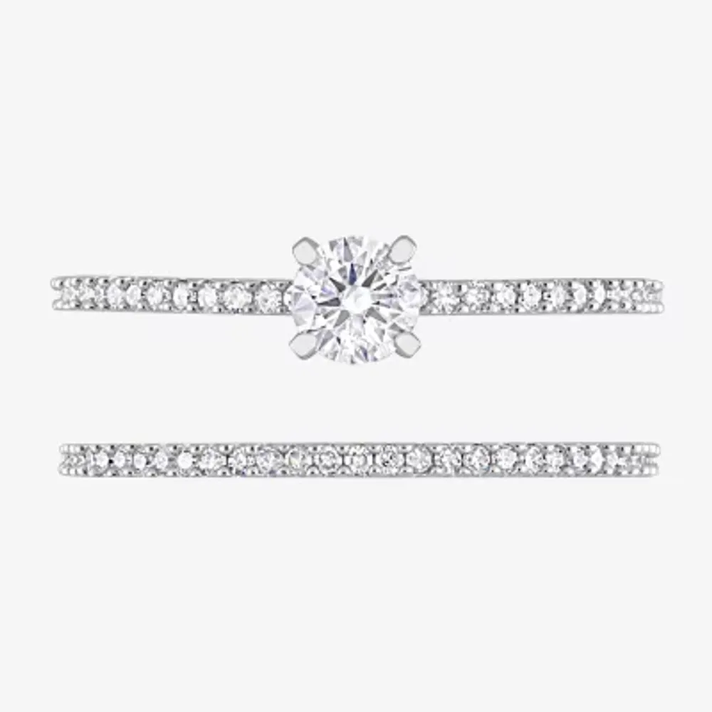 Womens /2 CT. T.W. Natural White Diamond 14K Gold Round Side Stone Bridal Set
