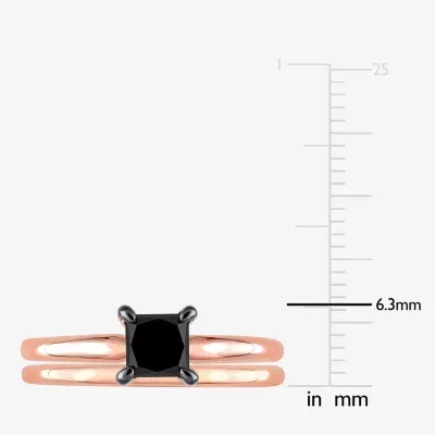 Womens 1 CT. T.W. Mined Black Diamond 10K Rose Gold Solitaire Bridal Set