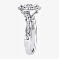 Womens 1/4 CT. T.W. Natural White Diamond Sterling Silver Marquise Side Stone Bypass  Engagement Ring