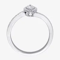 Womens 1/4 CT. T.W. Natural White Diamond Sterling Silver Marquise Side Stone Bypass  Engagement Ring