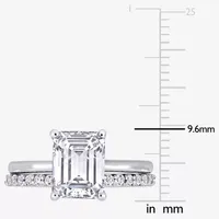 Womens Lab Created White Sapphire 10K Gold Solitaire Bridal Set