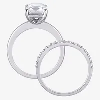 Womens Lab Created White Sapphire 10K Gold Solitaire Bridal Set