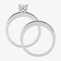 Womens 1/ CT. T.W. Mined Black Diamond Sterling Silver Round Side Stone Bridal Set