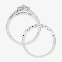 Womens 1/5 CT. Natural White Diamond Sterling Silver Marquise Bridal Set