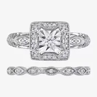 Womens 1/5 CT. T.W. Mined White Diamond Sterling Silver Bridal Set