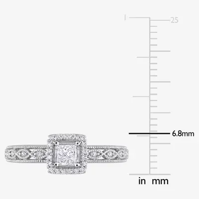 Womens 3/8 CT. T.W. Mined White Diamond 10K Gold Halo Engagement Ring