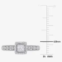 Womens 3/8 CT. T.W. Natural White Diamond 10K Gold Halo Engagement Ring