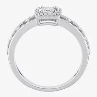 Womens 3/8 CT. T.W. Natural White Diamond 10K Gold Halo Engagement Ring