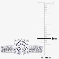 Womens Lab Created White Sapphire 10K Gold Round Side Stone Bridal Set