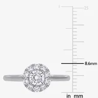 (D-E / Vs1) Womens 3/4 CT. T.W. Lab Grown White Diamond 14K Gold Round Halo Engagement Ring