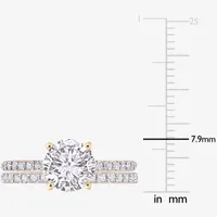 Womens Lab Created White Sapphire 10K Gold Round Side Stone Bridal Set