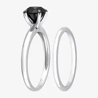 Womens / CT. T.W. Natural Black Diamond 14K Gold Round Solitaire Bridal Set