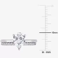 Womens Lab Created White Sapphire 10K Gold Pear Solitaire Bridal Set