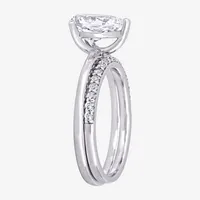 Womens Lab Created White Sapphire 10K Gold Pear Solitaire Bridal Set