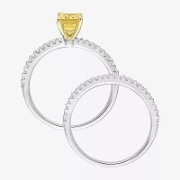 Womens 3/8 CT. T.W. Genuine Yellow Sapphire 14K White Gold Side Stone Bridal Set