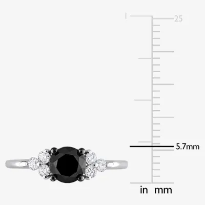 Womens 1 1/5 CT. T.W. Mined Black Diamond 10K White Gold Round Engagement Ring