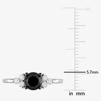 Womens 1 1/5 CT. T.W. Natural Black Diamond 10K White Gold Round Engagement Ring