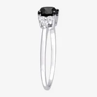 Womens 1 1/5 CT. T.W. Natural Black Diamond 10K White Gold Round Engagement Ring