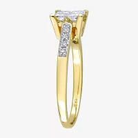 Womens CT. T.W. Natural White Diamond 10K Gold Side Stone Engagement Ring