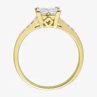 Womens CT. T.W. Natural White Diamond 10K Gold Side Stone Engagement Ring