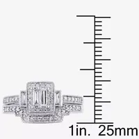 Womens 3/8 CT. T.W. Natural White Diamond 10K Gold Side Stone Halo Bridal Set