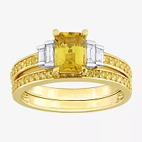 Womens 1/4 CT. T.W. Genuine Yellow Sapphire 14K Gold Side Stone Bridal Set