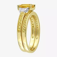 Womens 1/4 CT. T.W. Genuine Yellow Sapphire 14K Gold Side Stone Bridal Set