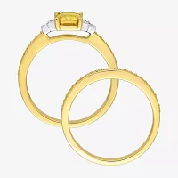 Womens 1/4 CT. T.W. Genuine Yellow Sapphire 14K Gold Side Stone Bridal Set