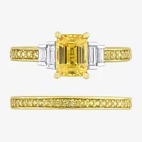 Womens 1/4 CT. T.W. Genuine Yellow Sapphire 14K Gold Side Stone Bridal Set